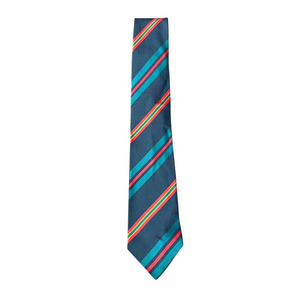 Vintage Nono Maldonado Handmade Mens Striped Silk Tie Navy Red Green